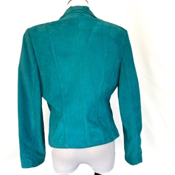 Vintage Burberry Turquoise Pig Suede Jacket UK 8 / US 6 - Picture 9 of 15